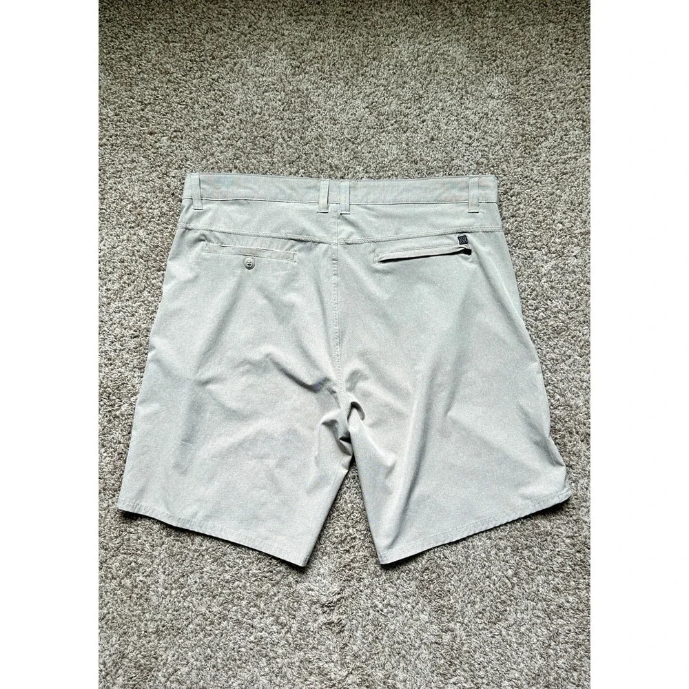 Burnside Mens Khaki Hybrid Performance Shorts I Size 40 I Stretch Heathered‎